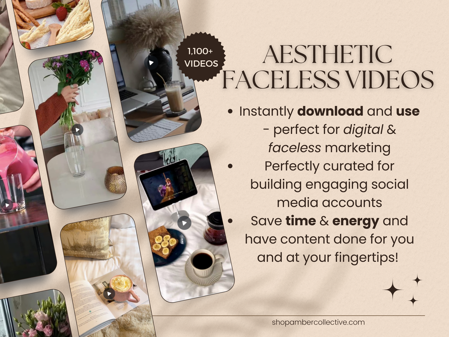 5 PACK BUNDLE - 1,100+ Aesthetic DFY Videos